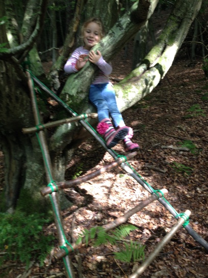 tree climbing with hand-made ladder